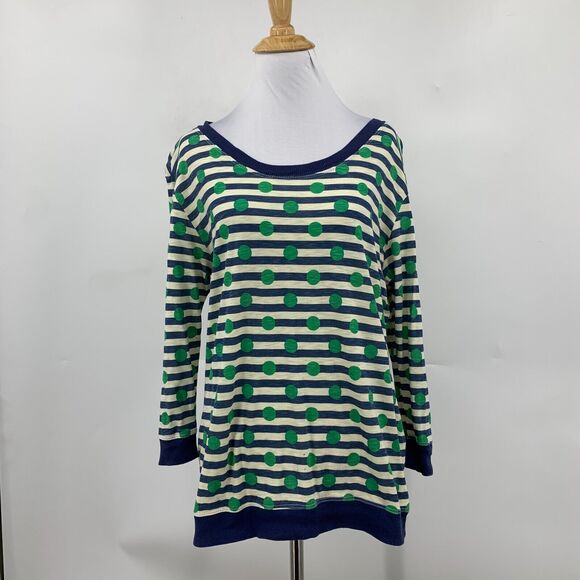 Anthropologie Porridge Gabby Shirt Women M Stripe Polka Dot Quarter Sleeve *READ - Picture 2 of 12